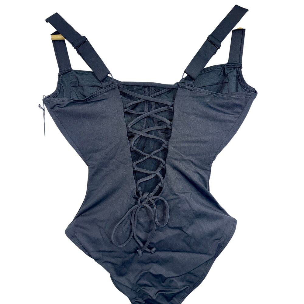 NWT TA3 Lifty Black Lace Up Contour Corset One Piece Swimsuit Size M Reg/Long JK - Picture 6 of 13